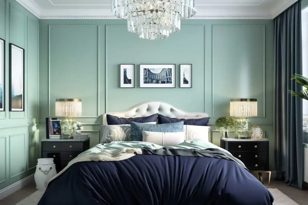 Dark blue color sheets in some modern masculine setup