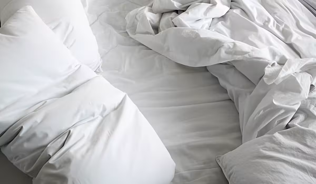 Unmade bmboo sheets