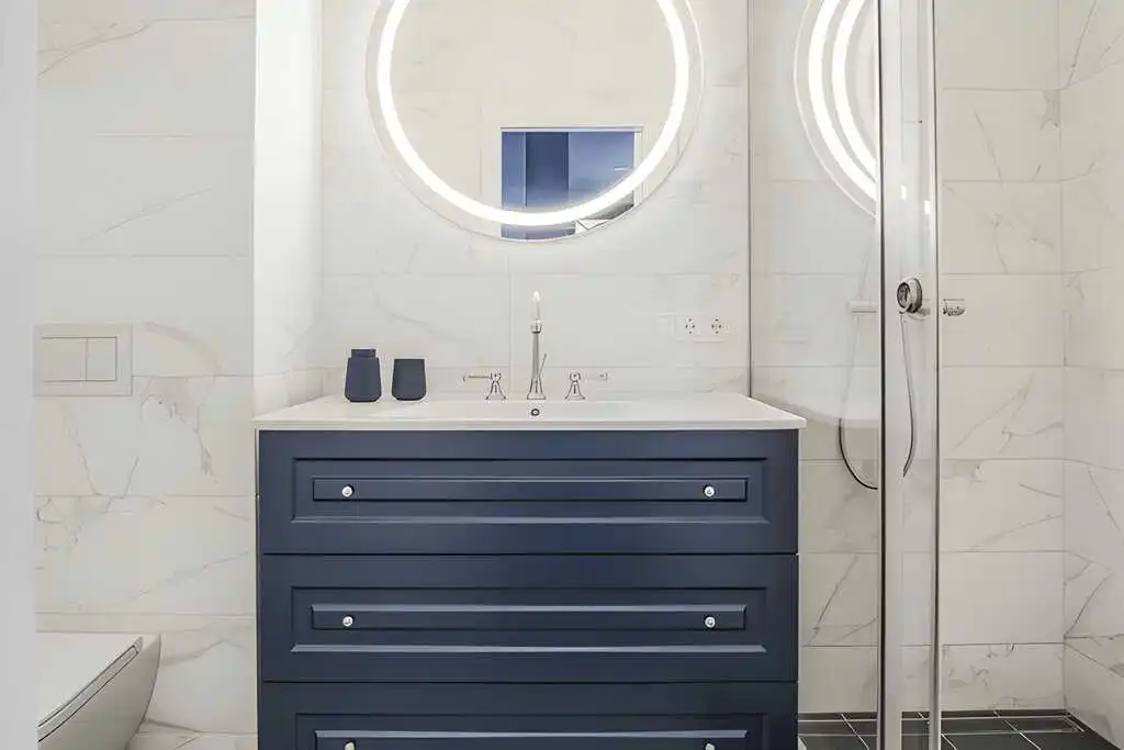 Dark blue bathroom vanity ideas